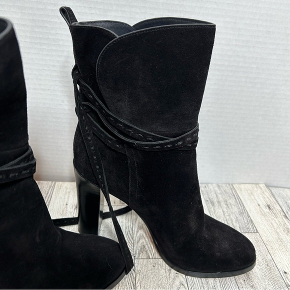 Michael Kors Collection Palmer suede tassel heeled bootie black size 36 Euro - Picture 12 of 13